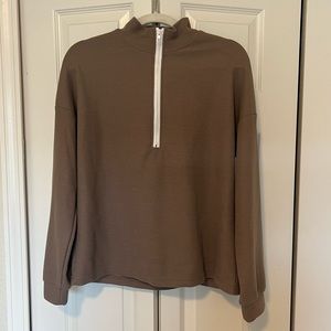 SHEIN: Brown Quarter Zip Sweater